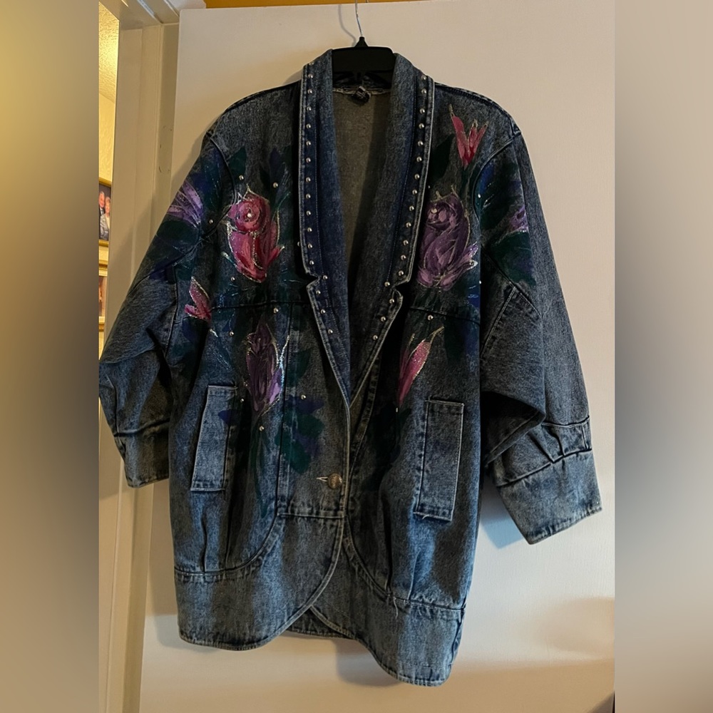 Vintage hand painted jean jacket.